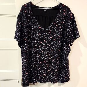 Original XXXL Floral Black Top